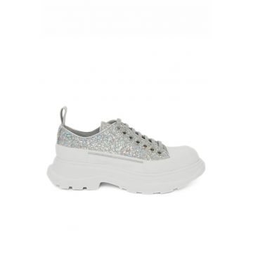 Sneakers femei -  Glitter Tread Slick - Alb/Argintiu