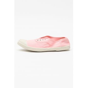 Tenisi low-cut din material textil - Roz pastel