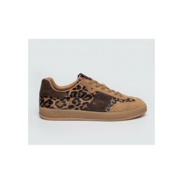 Pantofi sport cu detalii animal print si garnituri de piele intoarsa