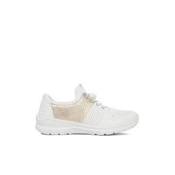 Pantofi sport dama  alb-auriu - piele ecologica - design modern