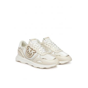 Pantofi sport dama  ZHC Zoe 01 - piele naturala - alb/aurie -