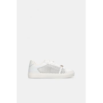 Pantofi sport din piele cu perforatii - Alb
