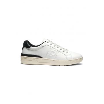 Pantofi sport din piele ecologica si piele cu model colorblock Walker 02 - Negru/Alb murdar