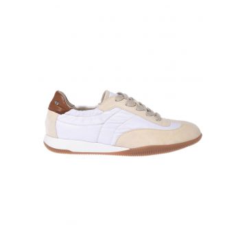 Pantofi sport din piele intoarsa cu insertii din material textil - Bej
