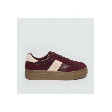 Pantofi sport flatform cu garnituri de piele intoarsa