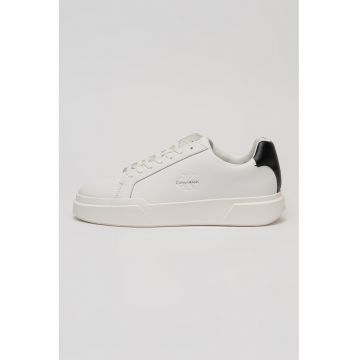 Pantofi sport low-cut de piele cu logo - Alb