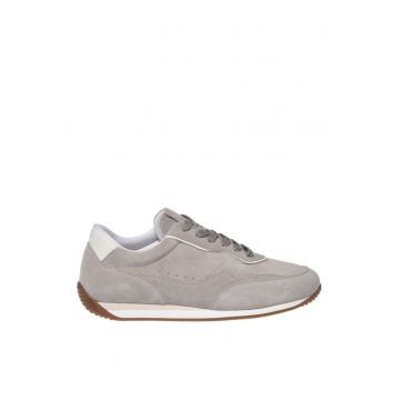 Pantofi sport low-cut din piele intoarsa - Bej