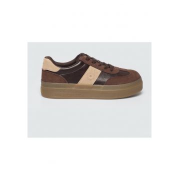 Pantofi sport wedge din piele ecologica -