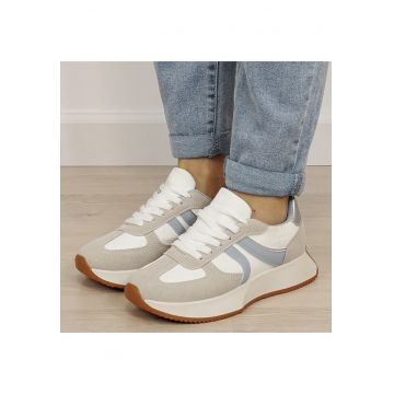 Sneakersi dama bej/albastru cu talpa groasa 9013 M2 19484 - Bej