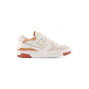 550 Pantofi sport cu detalii contrastante - Alb/Gri deschis/Portocaliu pal