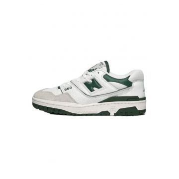 Pantofi sport  550 - alb/verde - piele sintetica si piele de caprioara - design retro