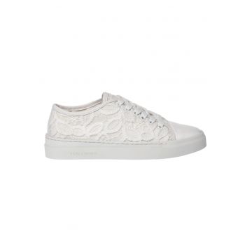 Pantofi sport cu garnituri de piele lacuita - Alb
