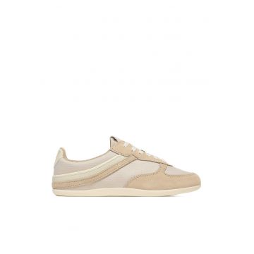 Pantofi sport dama  bej - piele intoarsa/naturala si material textil - sistem de inchidere siret