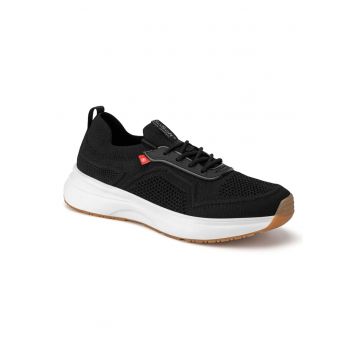 Pantofi sport dama -  negru - textil/sintetic - inchidere cu sireturi