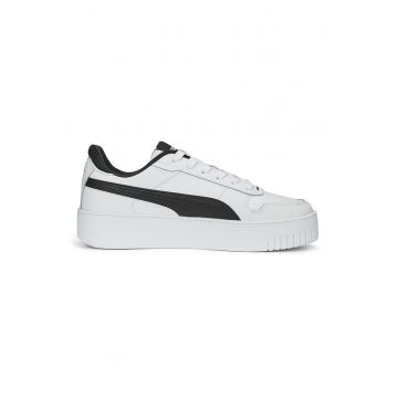 Pantofi sport de piele si piele ecologica Carina Street - Negru/Alb optic