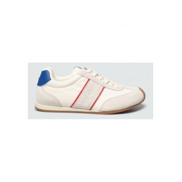 Pantofi sport din material textil cu insertii din piele intoarsa -
