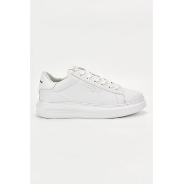 Pantofi sport low-cut din piele cu detalii logo - Alb optic
