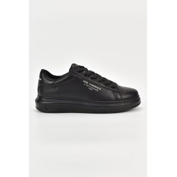 Pantofi sport low-cut din piele cu detalii logo - Negru