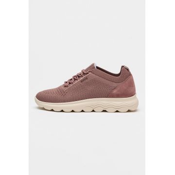 Pantofi sport Spherica din plasa tricotata cu insertii din piele intoarsa - Violet/Bej deschis