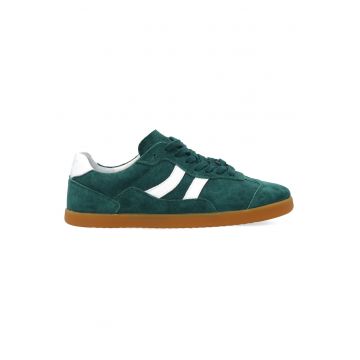 Pantofi sport uni din piele intoarsa - Verde
