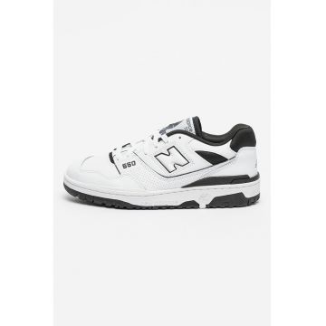 Pantofi sport unisex de piele si insertii textile 550 - Alb/Negru