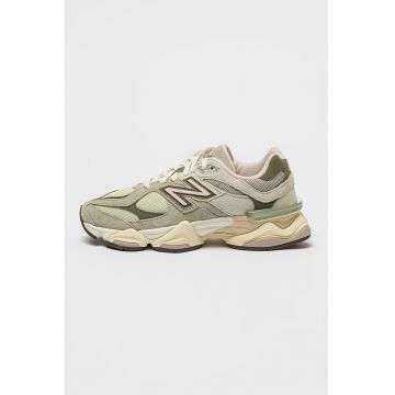 Pantofi sport unisex din piele intoarsa si plasa cu aspect masiv 9060 - Verde feriga/Verde sparanghel