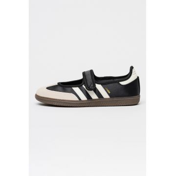 Balerini sport din piele intoarsa Samba Jane - Alb/Negru