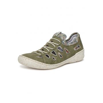 Pantofi dama  model 54551-52 - verde - textil si piele naturala - varf rotund