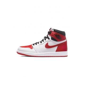 Pantofi de piele pentru baschet Air Jordan 1 Retro - Rosu/Alb/Negru