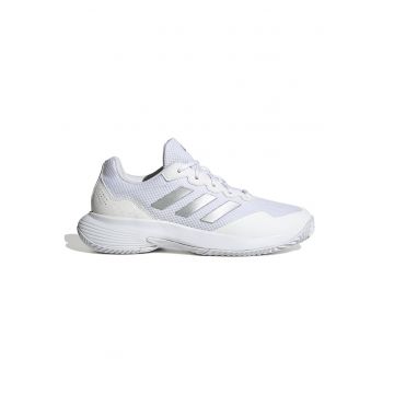 Pantofi de plasa cu insertii de material sintetic pentru tenis Gamecourt 2 - Alb optic/Argintiu