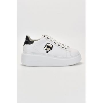 Pantofi sport de piele cu logo - Alb