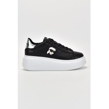 Pantofi sport de piele cu logo - Negru