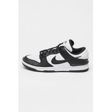Pantofi sport din piele si piele ecologica cu detalii perforate Dunk Low Twist - Alb/Negru