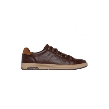 Pantofi sport low-cut din material sintetic cu sireturi - Maro inchis