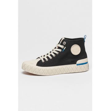 Tenisi mid-high cu logo - Negru/Alb murdar