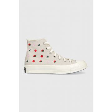 Converse tenisi Chuck 70 Hi femei, culoarea bej