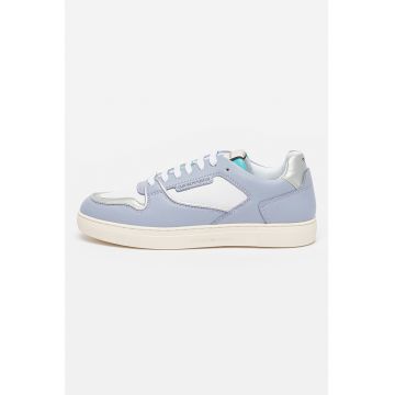 Pantofi sport cu model colorblock si detalii din piele