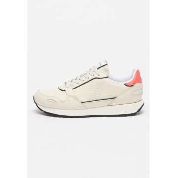 Pantofi sport de piele si piele ecologica cu garnitura contrastanta