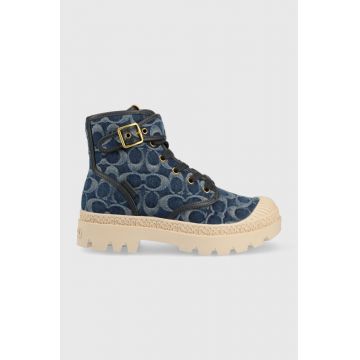 Coach Teniși Trooper Denim Boot Trooper femei, culoarea albastru marin CA510