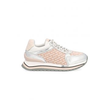 Pantofi sport low-top cu imprimeu logo - Roz piersica/Argintiu