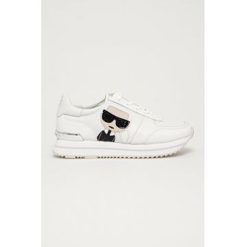 Karl Lagerfeld Ghete de piele culoarea alb, cu platformă