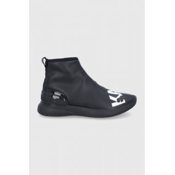 Karl Lagerfeld Ghete de piele culoarea negru, cu toc plat
