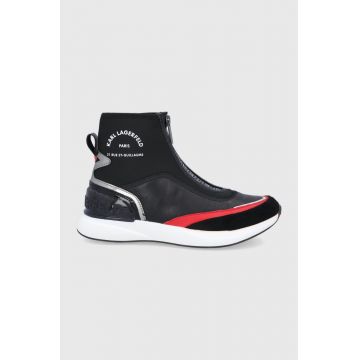 Karl Lagerfeld Pantofi culoarea negru, cu toc plat