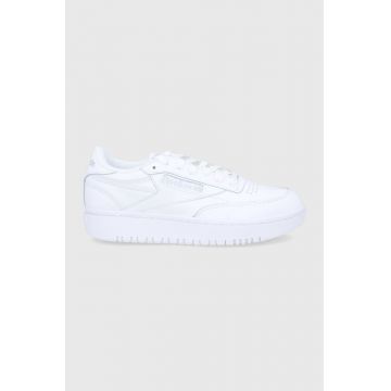 Reebok Classic Ghete de piele Club C Double GW0854 culoarea alb, cu toc plat GW0854.100006321-WHT/GRY