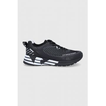 EA7 Emporio Armani Pantofi culoarea negru, cu toc plat