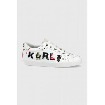 Karl Lagerfeld ghete de piele Skool culoarea alb