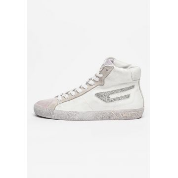 Pantofi sport high-top cu insertii de piele si piele intoarsa Leroji