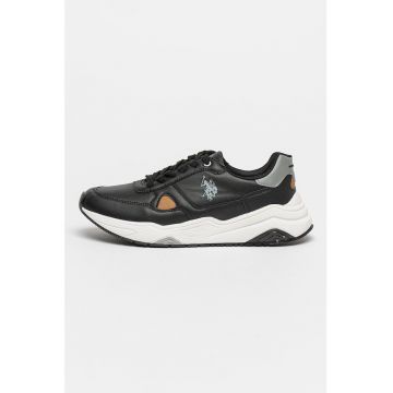 Pantofi sport de piele ecologica cu logo