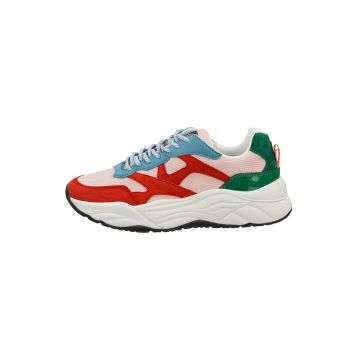 Pantofi sport de piele intoarsa cu insertii de plasa