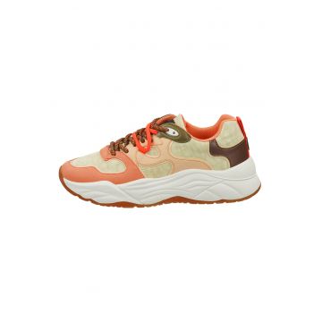 Pantofi sport wedge cu garnituri de piele ecologica